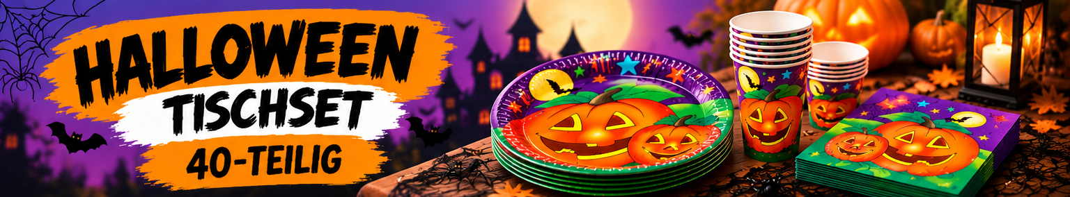 40-teiliges Halloween Tischset mit K&uuml;rbis-Motiv